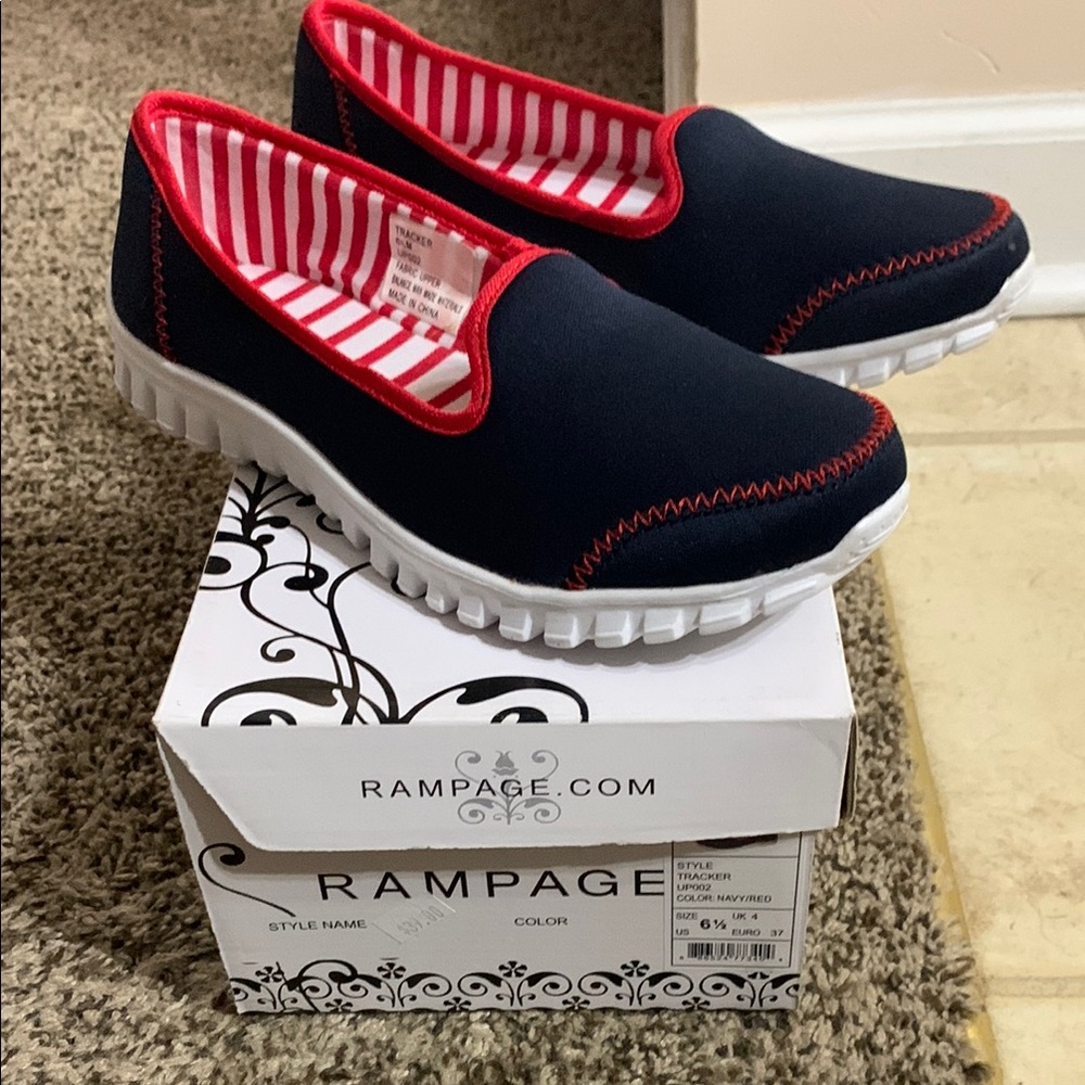 Rampage Navy and Red Slip-On Shoes
